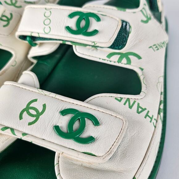 Chanel Green CC Dad Sandals US 8 / EU 38 - Picture 8 of 11
